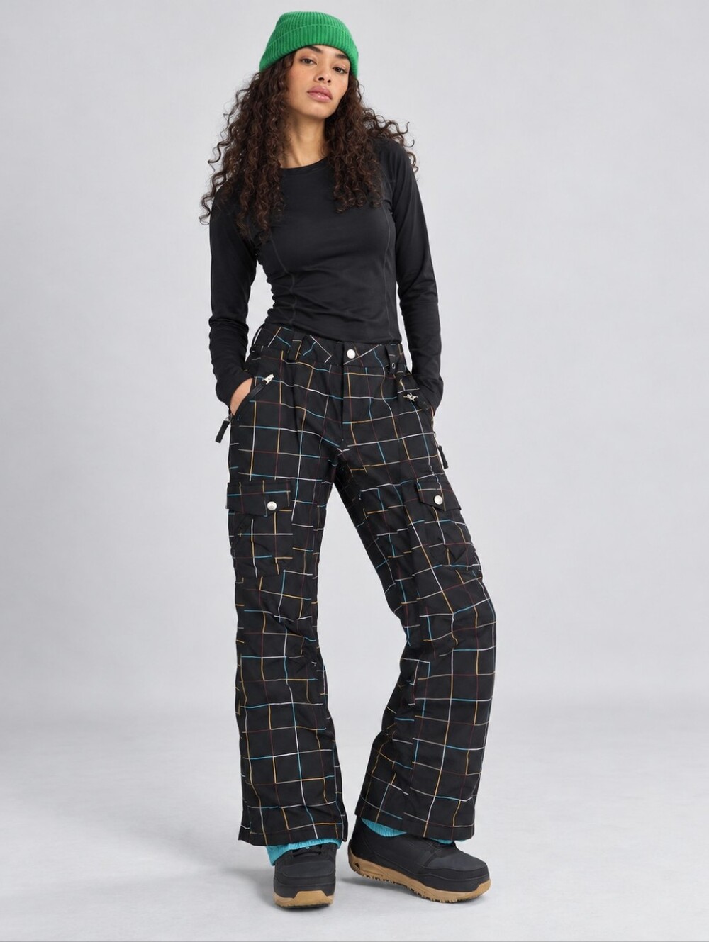 Burton Black Grid-Print Snowboard Pants M